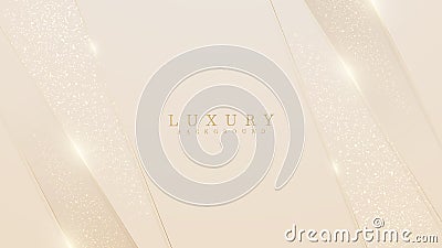 Golden lines luxury on cream color background. elegant realistic paper cut style 3d. Vector Illustration