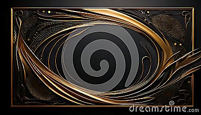 Golden lines and patterns on dark background, creating an elegant design Stock Photo