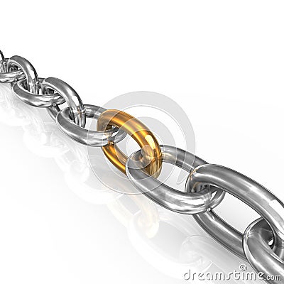 Golden link in chain Cartoon Illustration