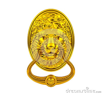 Golden lion door knocker Stock Photo