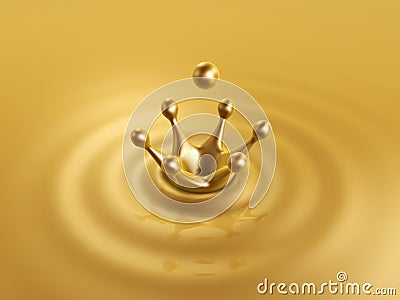 Golden liquid drop crown Stock Photo