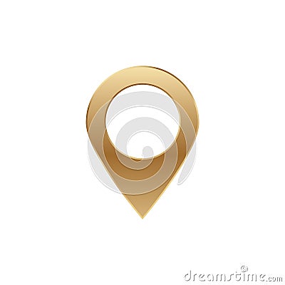 Golden location pin icon for map and navigation applications on digital devices Vector Illustration