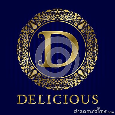 Golden logo template for delicious boutique Vector Illustration