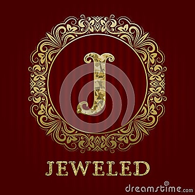 Golden logo template for jeweled boutique Vector Illustration