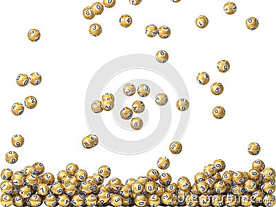 Golden lottery balls rain Stock Photo