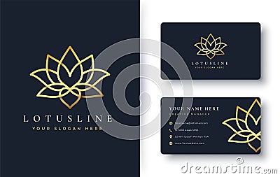 Lotus flower logo and business card design Vector Illustration