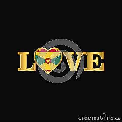 Golden Love typography Grenada flag design vector Vector Illustration