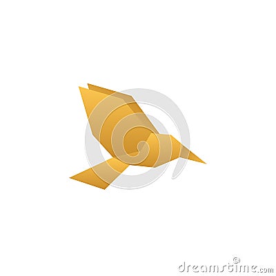 Golden low poly flying bird design Vector Illustration