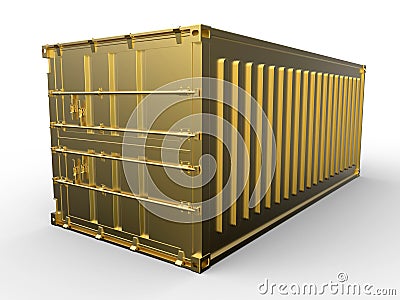 Golden luxury cargo container Cartoon Illustration