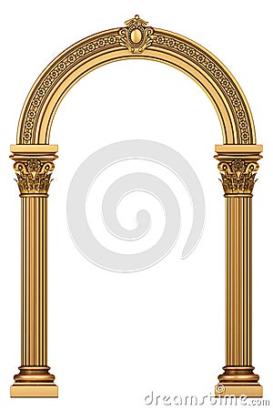 Golden luxury classic arch portal with columns Cartoon Illustration