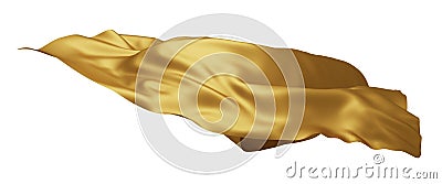 Golden luxury fabric flying in the wind isolated on white background 3D render Stock Photo