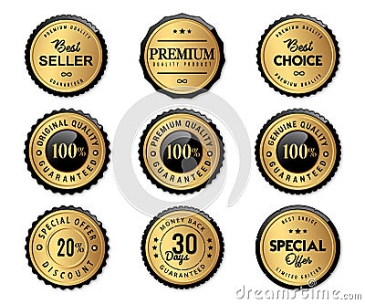 Luxury seal labels gold and premium quality product Vector Illustration