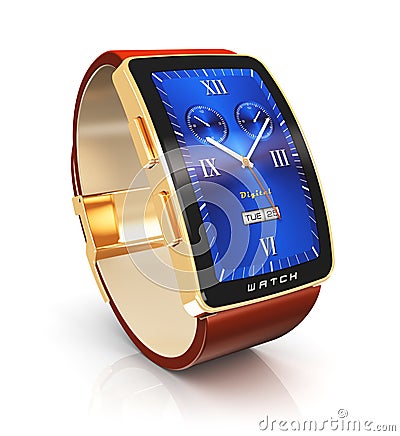 Golden luxury smart watch Stock Photo