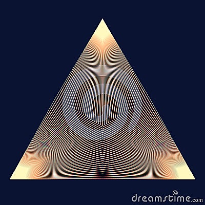 Golden luxury triangle as pyramid over black background. Abstract sacred illustration Vector Illustration