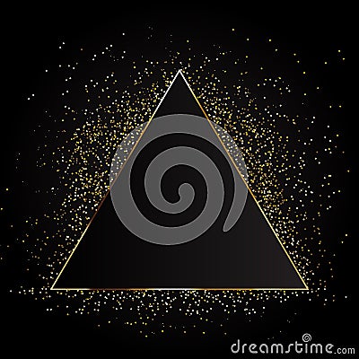 Golden magic fire triangular frame. Vector illustration. triangle golden background. Vector illustration Vector Illustration