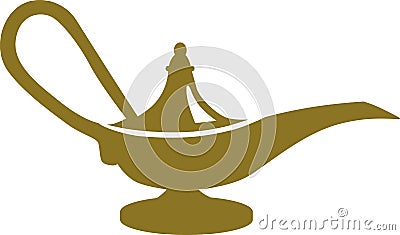 Golden magic lamp Vector Illustration