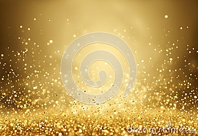 Golden Magical Dust Particles Background Stock Photo