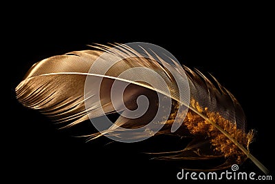 Golden magical feather freedom. Generate ai Stock Photo