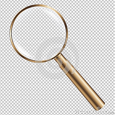 Golden Magnifying Vector Illustration