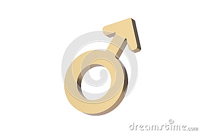 Golden male gender symbol isolated on white background Stock Photo