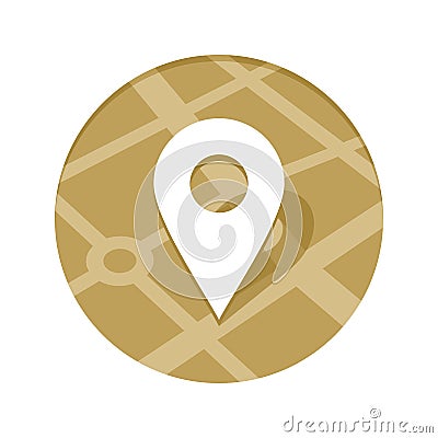 Golden Map Point Icon Vector Illustration