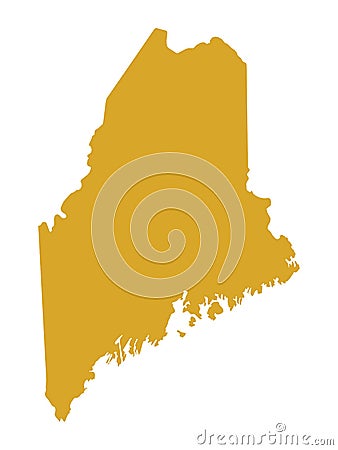 Gold Map of Maine The Pine Tree State Vector Illustration
