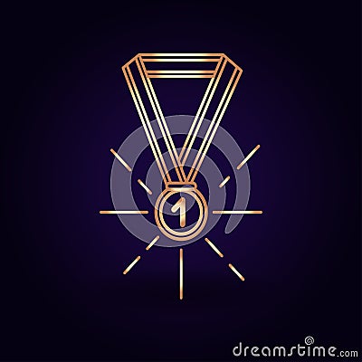 Gold medal icon. Vector illustration isolated on a blue background. School topics. Vector Illustration