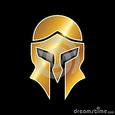 Golden Medieval Armor Helmet Vector Icon Vector Illustration