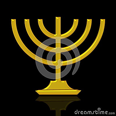 Golden Menorah Stock Photo