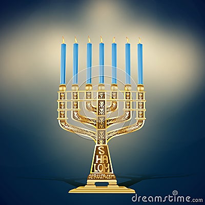 Golden menorah Vector Illustration