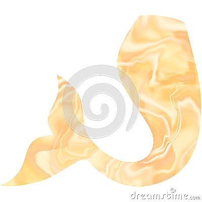 Golden mermaid tail. Golden fishtail. Cartoon Illustration