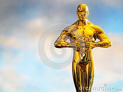 Hollywood Golden Oscar Academy award statue. Success and victory concept. Editorial Stock Photo