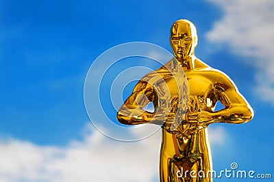 Hollywood Golden Oscar Academy award statue. Success and victory concept. Editorial Stock Photo