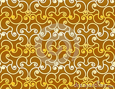 Golden metallic flourishes in seamless pattern tile. rich luxury background and textile Vector Illustration
