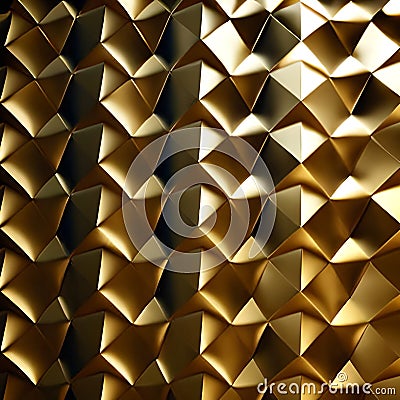 Golden metallic geometric trigonal background. Stock Photo