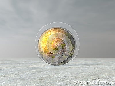 Golden metallic yellow sphere ball - 3d render Stock Photo