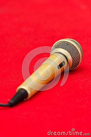 Golden Microphone. Stock Photo