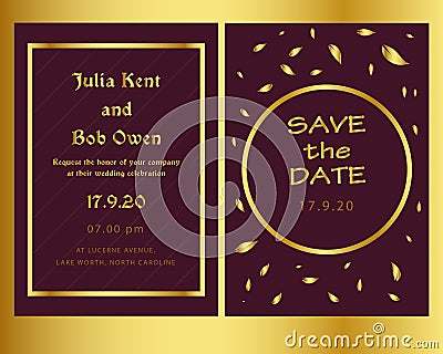 Golden and modern wedding invitation template Stock Photo