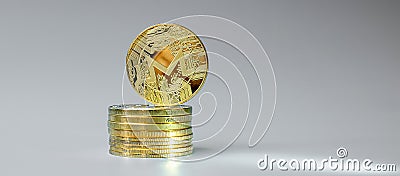 Golden Monero XMR cryptocurrency coin stack, Crypto is Digital Money within the blockchain network, is exchanged using Editorial Stock Photo