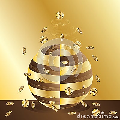 Golden money spread power card Vector Illustration