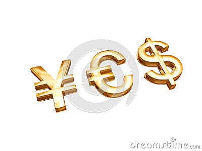 Golden money symbols Stock Photo