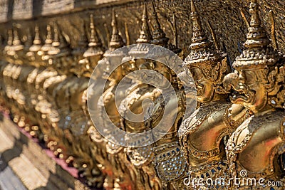 Golden Monuments at buddhist temple Stock Photo