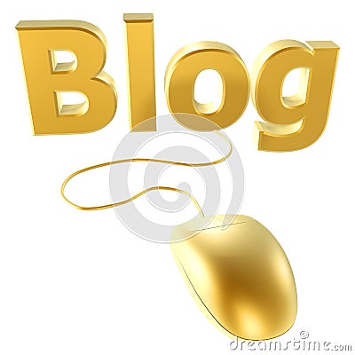 Golden mouse and blog Stock Photo