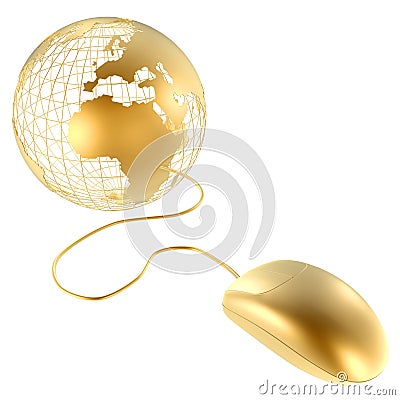 Golden mouse and globe Stock Photo