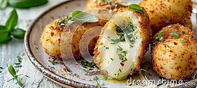 Golden mozzarella sticks with oozing cheese, deep fried to perfection for a delightful snack Stock Photo