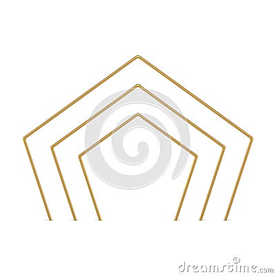 Golden multilevel polygonal arch corner geometric shape 3d element realistic vector Vector Illustration