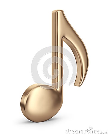 Golden music note. 3D Icon Stock Photo
