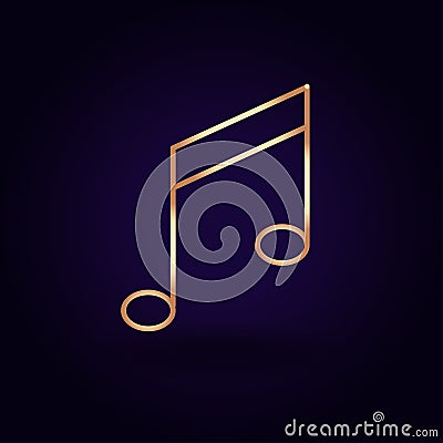 Gold musical sign icon. Vector illustration isolated on a blue background. School topics. Vector Illustration