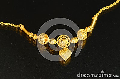 Golden necklace. Stock Photo