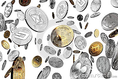 Golden NEO cryptocurrency physical concept coins Stock Photo
